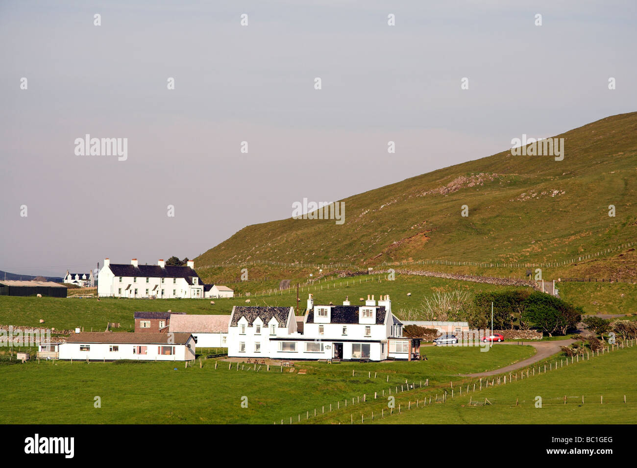 Case, Duntulm, Isola di Skye, Ebridi Interne, costa ovest della Scozia, Regno Unito Foto Stock