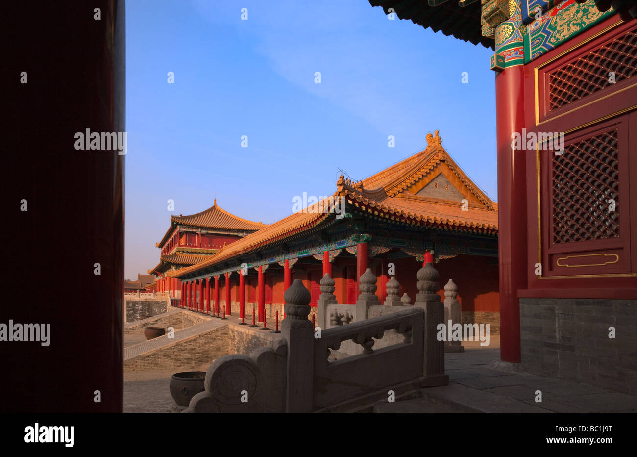 Architettura tradizionale nella Città Proibita di Pechino CINA Foto Stock