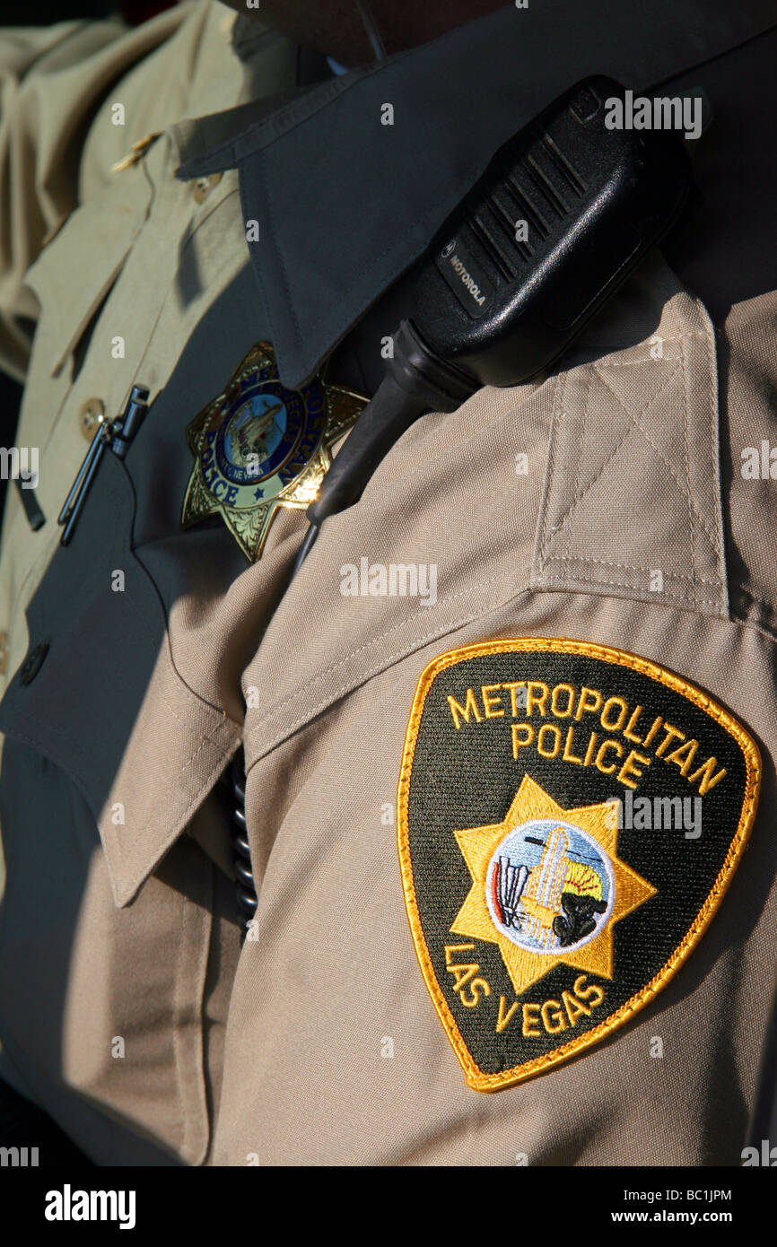 Las Vegas Metropolitan Police officer badge uniforme e patch Foto Stock