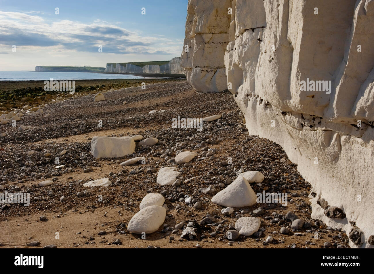 East Sussex costa e le Sette Sorelle chalk scogliere a Birling Gap England Regno Unito Foto Stock