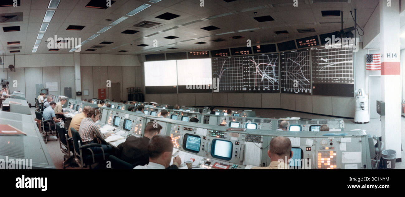 La missione di controllo di operazioni di stanza in Mission Control Center di Houston, Texas, USA, 1971.ston, 1971.artista: la NASA Foto Stock