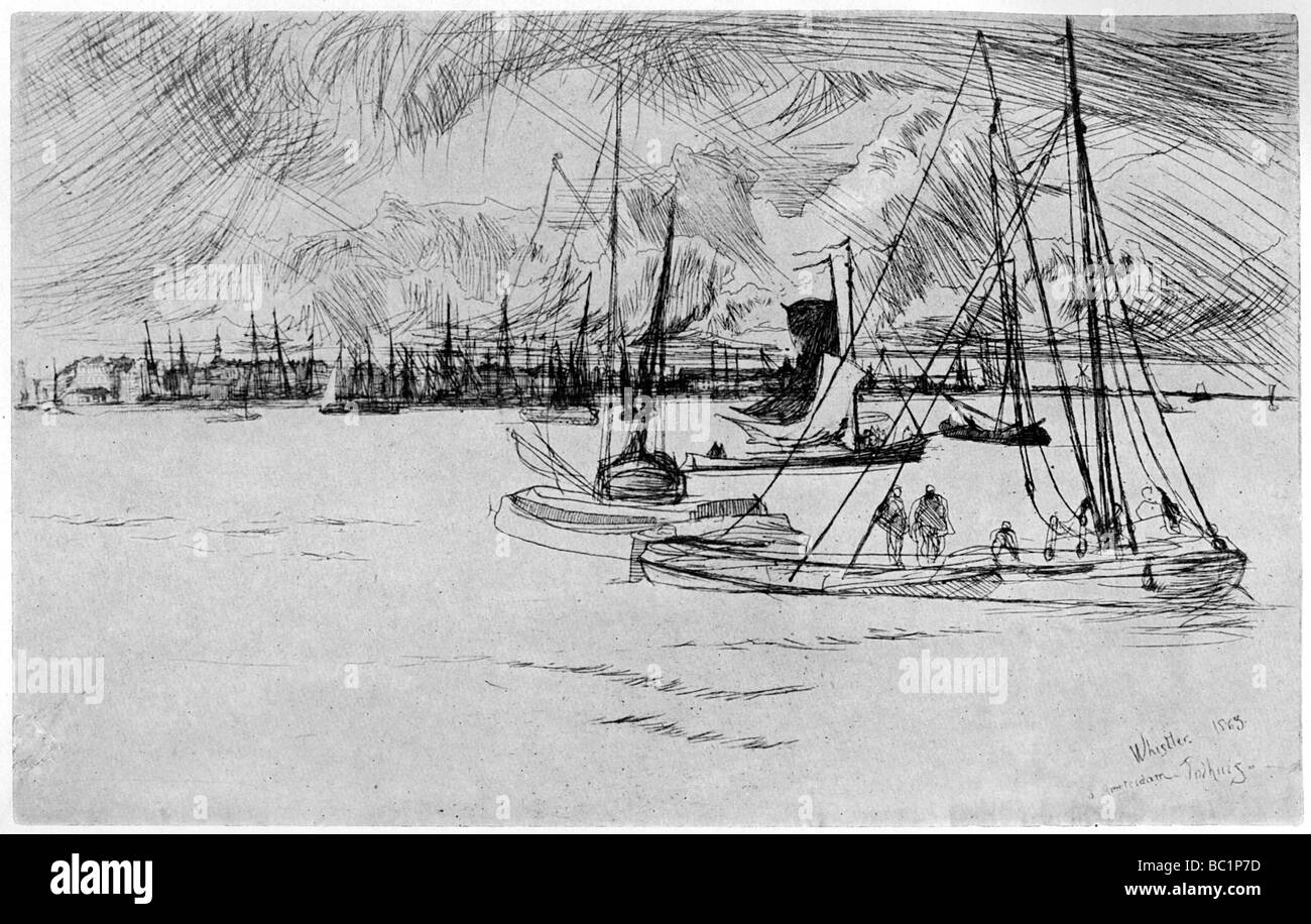 "Amsterdam", secolo XIX (1904).Artista: James Abbott McNeill Whistler Foto Stock