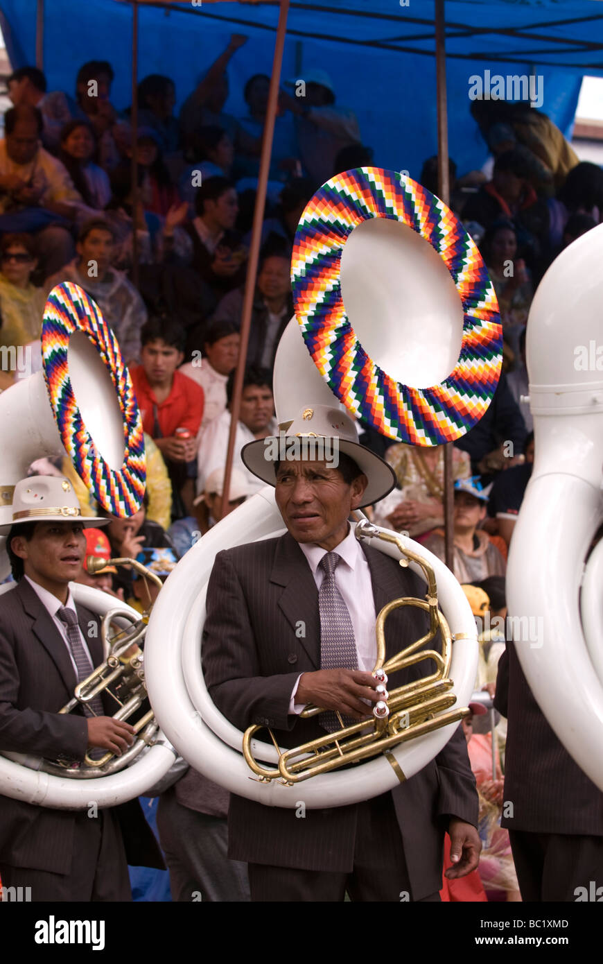 Music Band al carnevale di Oruro, Bolivia Foto Stock
