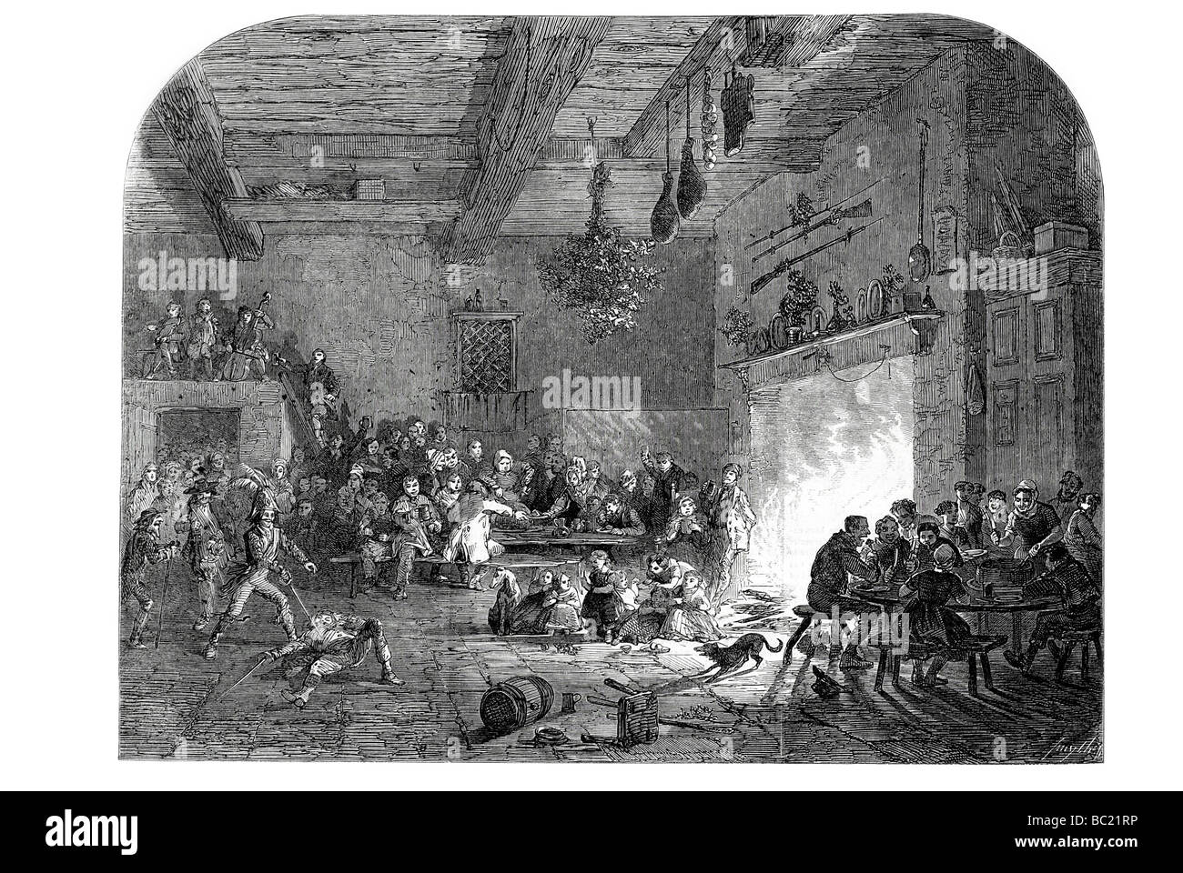 Vigilia di Natale in Devonshire il mummers proveniente in Foto Stock