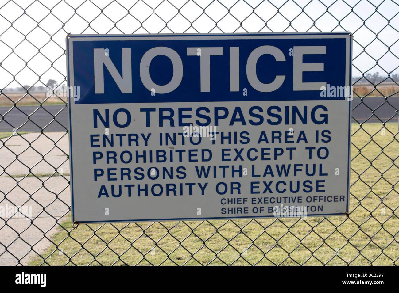 Avviso che vieta l infedeltà senza un alibi a Busselton airport Foto Stock