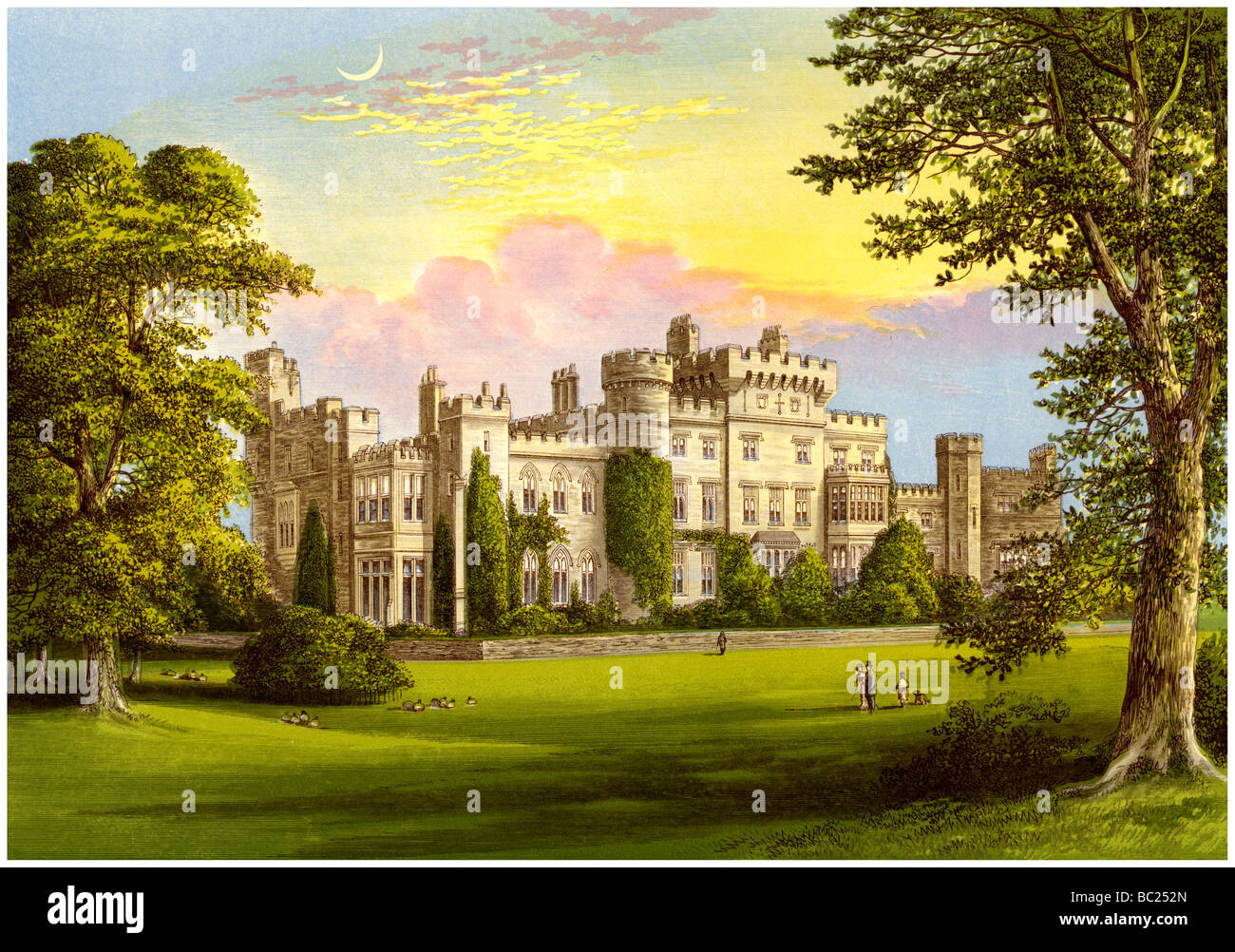 Hawarden Castle, Flintshire, il Galles, la casa di William Gladstone, c1880. Artista: sconosciuto Foto Stock