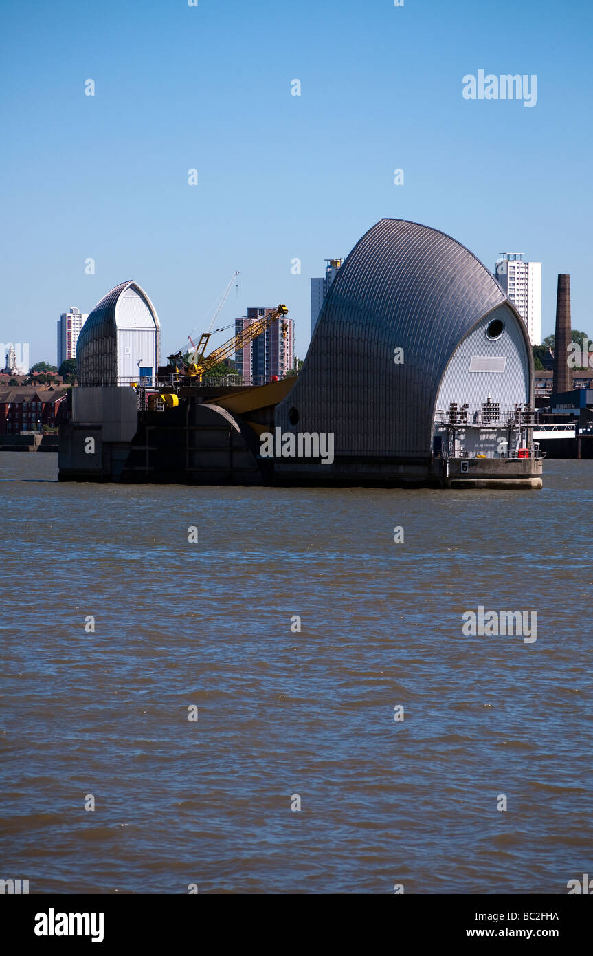 Thames Barrier Pier Foto Stock