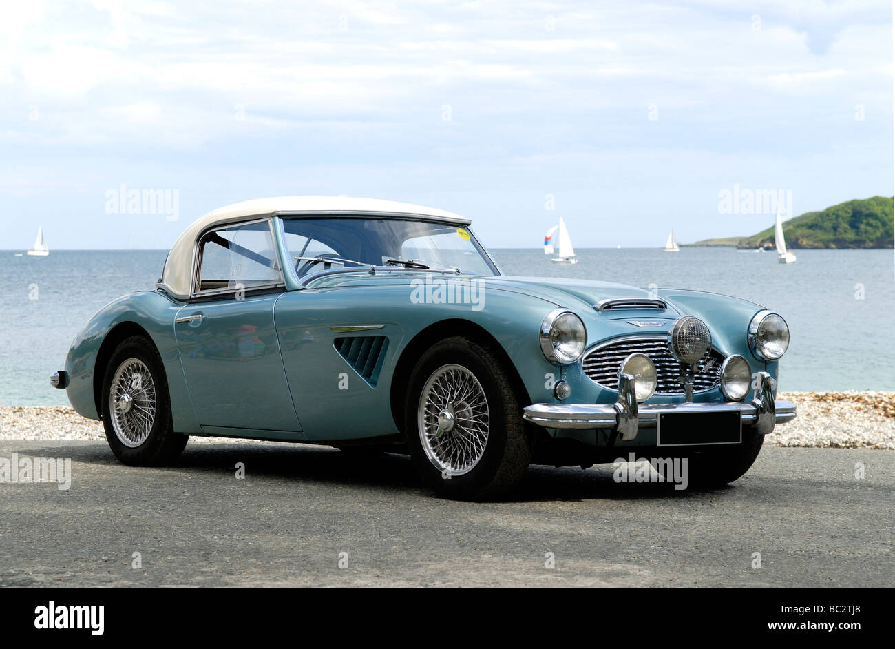 Austin Healey 3000 classica vettura sportiva con tetto morbido Foto Stock