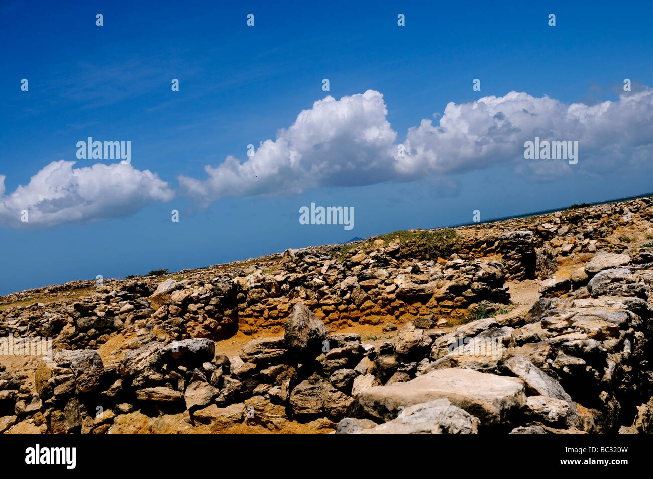 Rovine storiche nell isola di Cubagua, Venezuela. Foto Stock