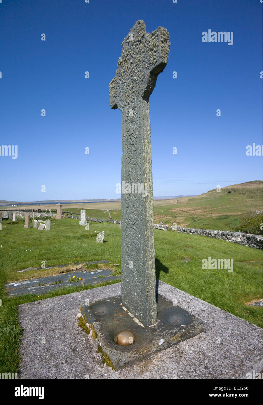 Kilchoman croce medievale, Islay Foto Stock