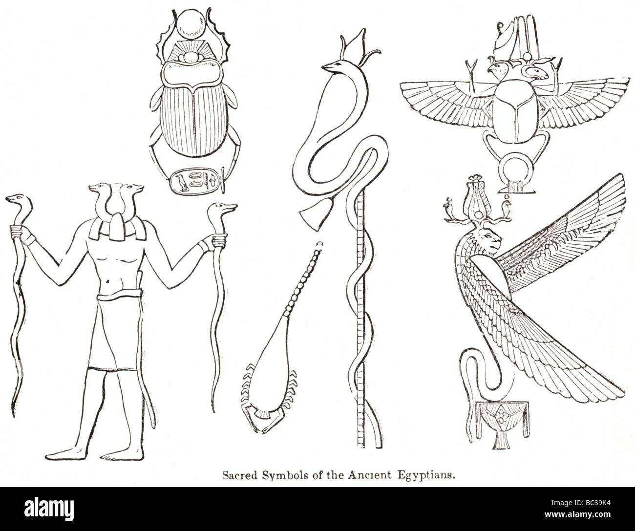 Simboli Sacri degli antichi egizi Foto Stock