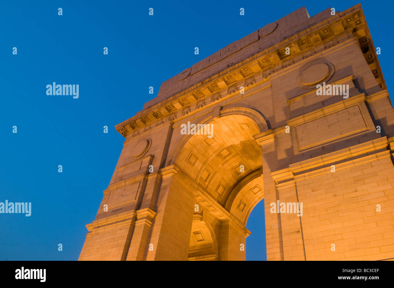 India Gate al tramonto New Delhi India Foto Stock