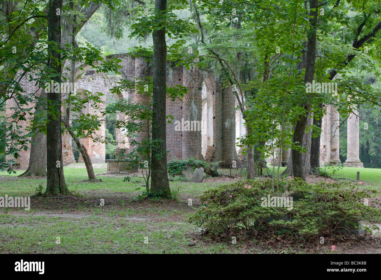 Sheldon rovine della chiesa nella Carolina del Sud. Foto Stock
