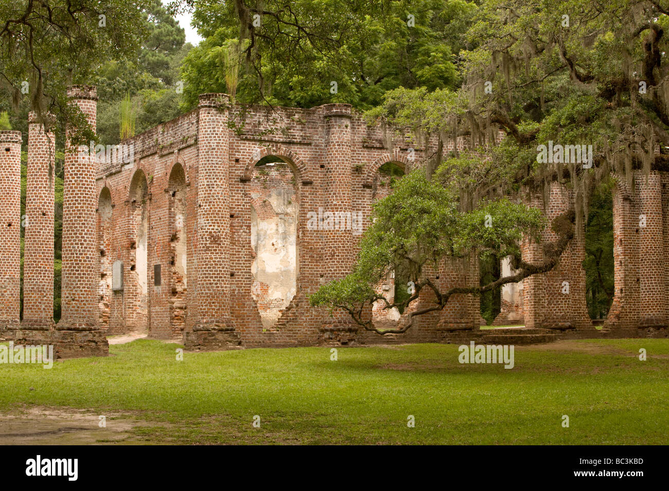 Sheldon rovine della chiesa nella Carolina del Sud. Foto Stock