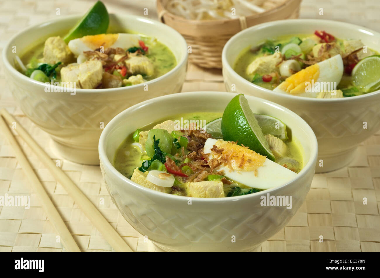 Soto ayam zuppa di pollo Malaysia Indonesia Singapore cibo Foto Stock