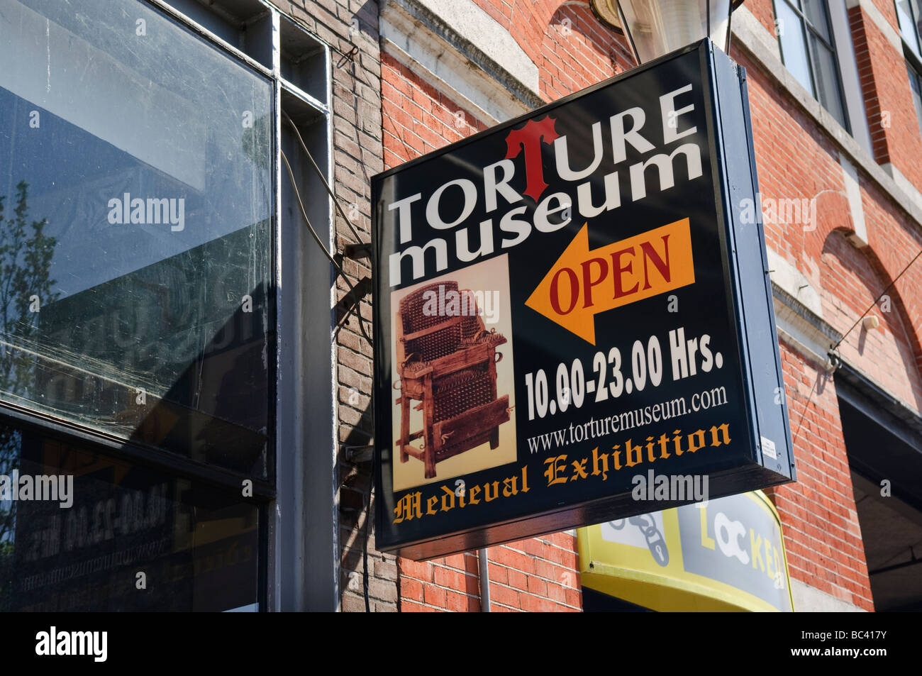 Segno a Amsterdams tortura Museum, 449 Singel Foto Stock
