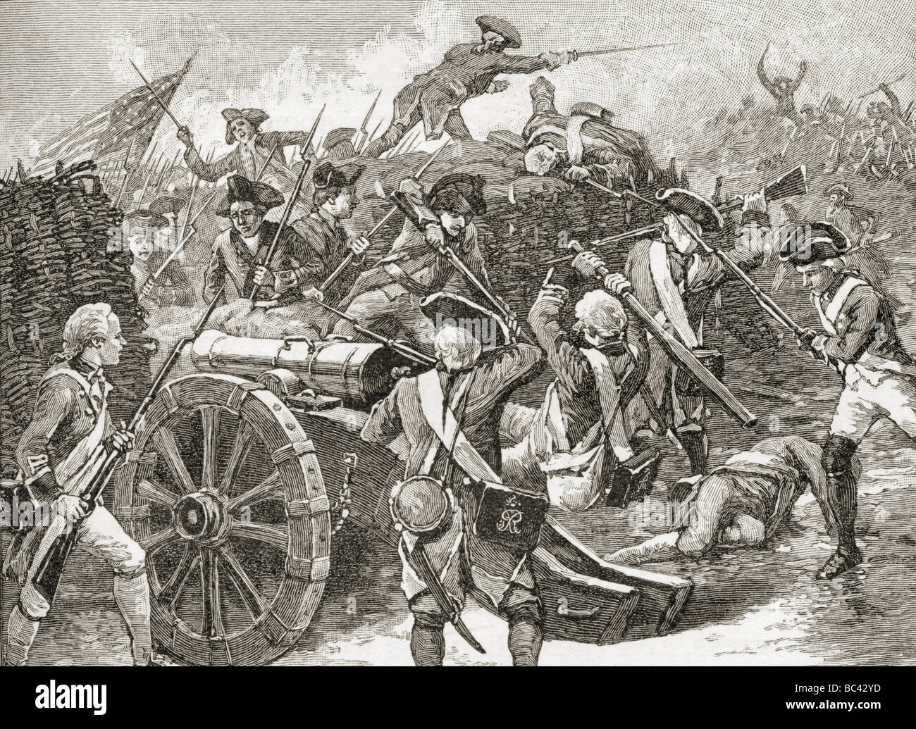 La cattura di un redoubt a Yorktown 1781. Foto Stock