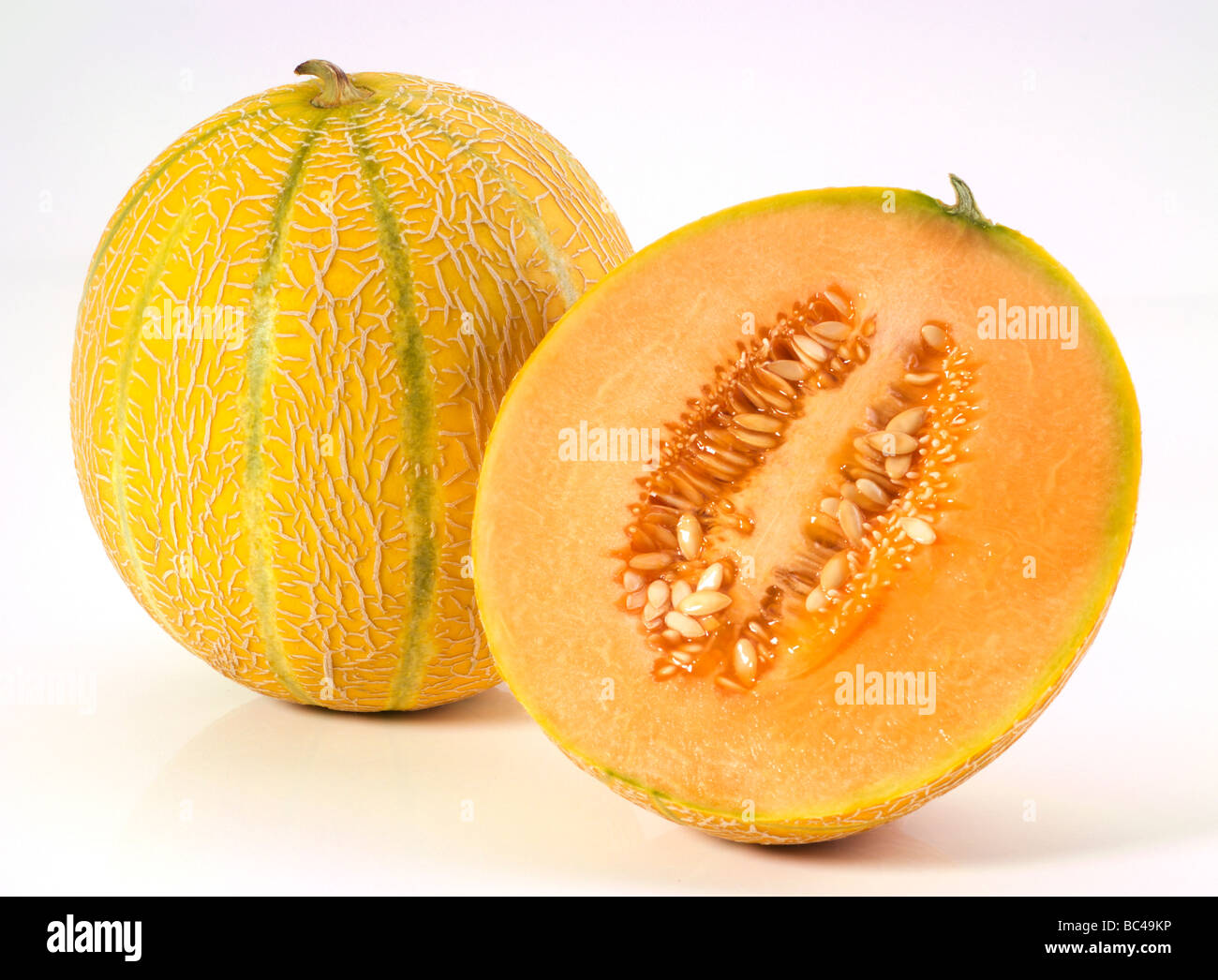 Arancione Il melone Cantalupo Foto Stock