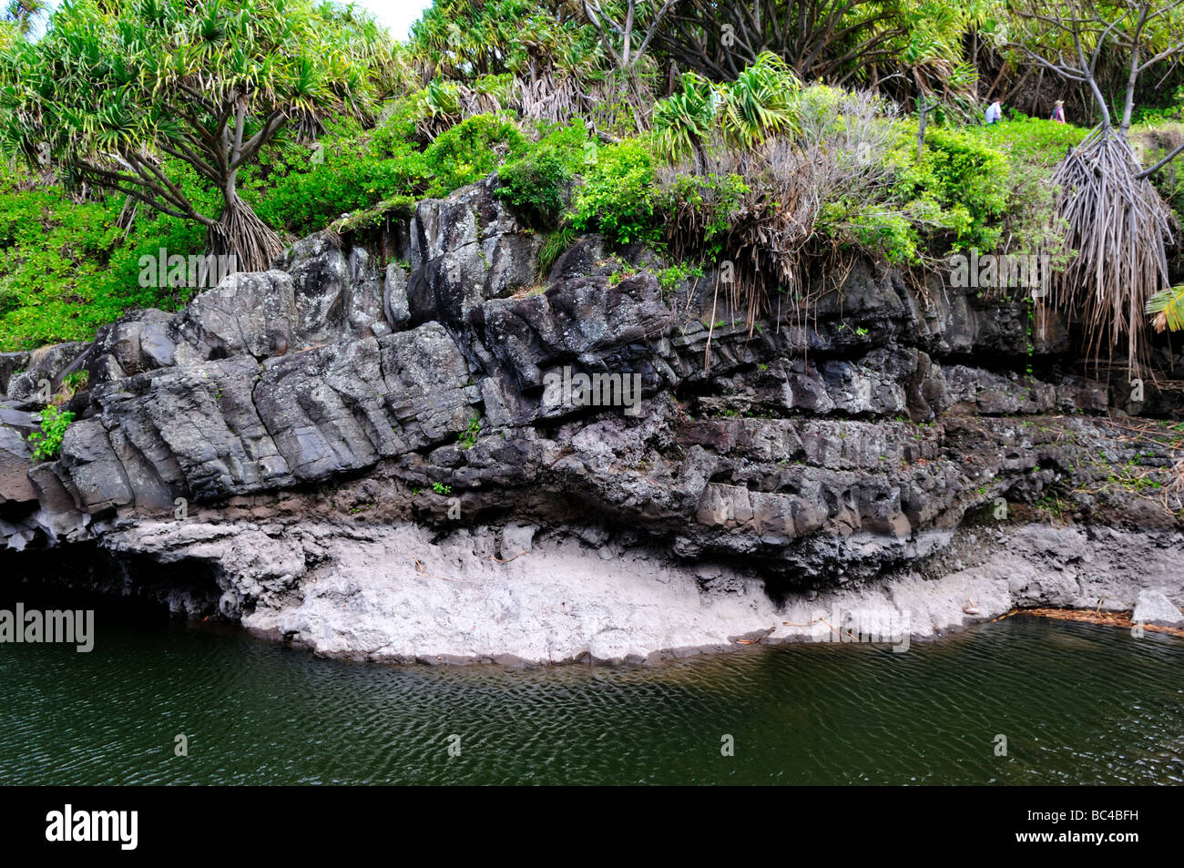 Strati di lava, l'Haleakala National Park, Maui, Hawaii, Stati Uniti d'America. Foto Stock