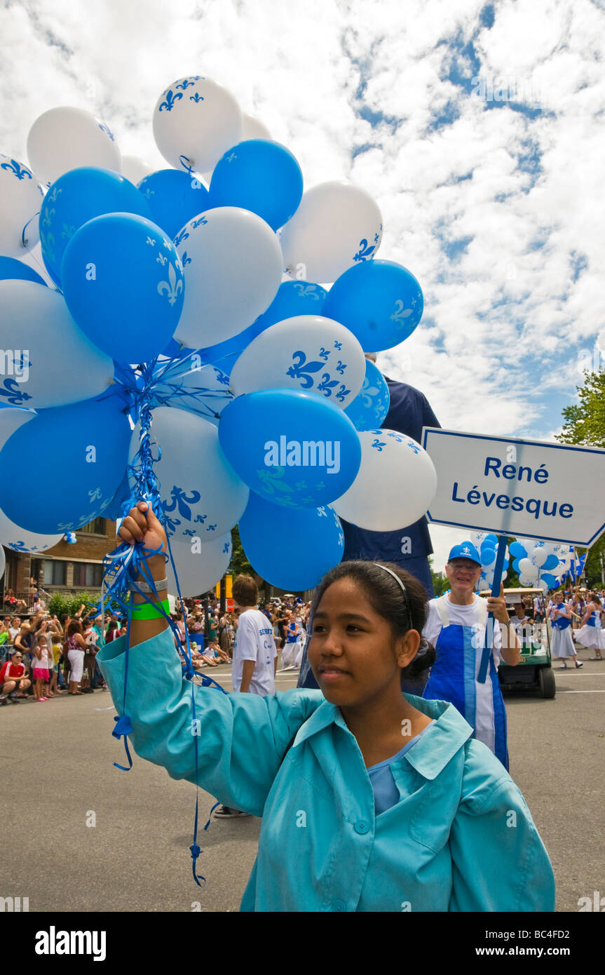 Montrealers celebra la Saint Jean Baptiste giorno Montreal Canada Foto Stock