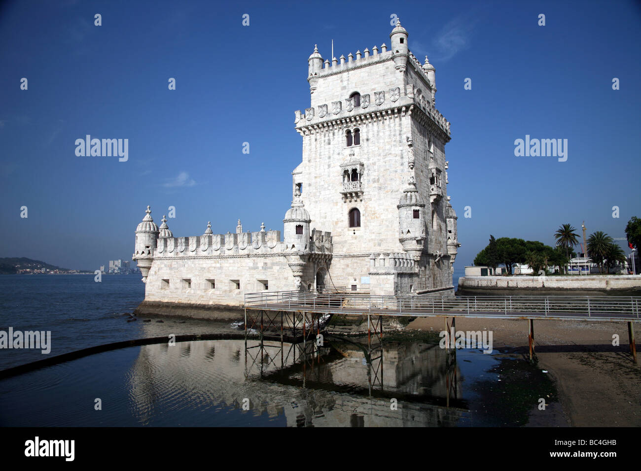 La Torre de Belem, il Sito Patrimonio Mondiale dell'UNESCO, Belem, Lisbona Foto Stock