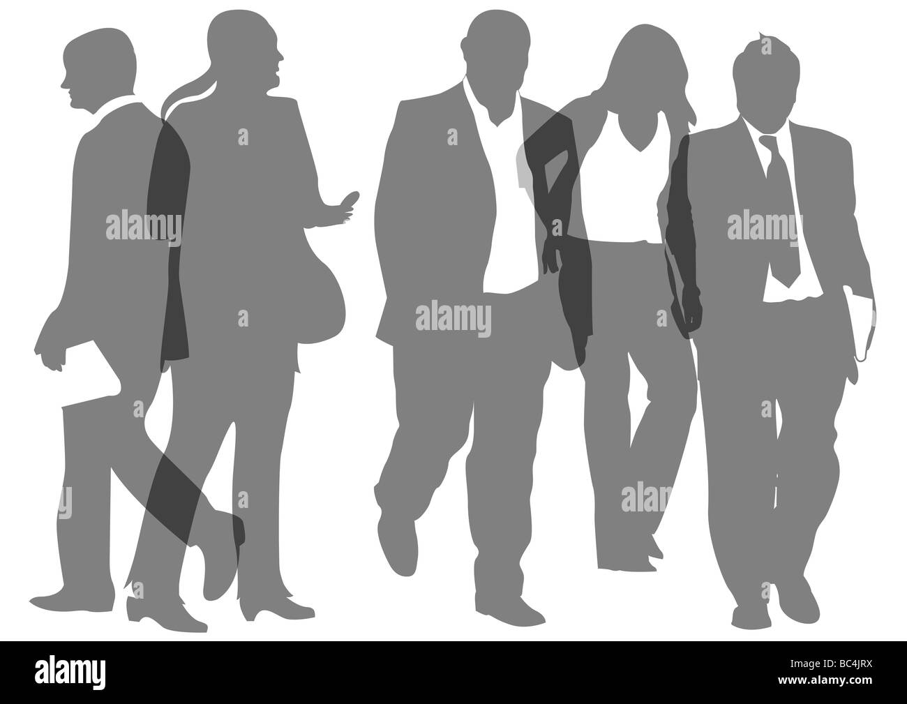 Gruppo di imprenditori trasparente e imprenditrici a piedi Foto Stock
