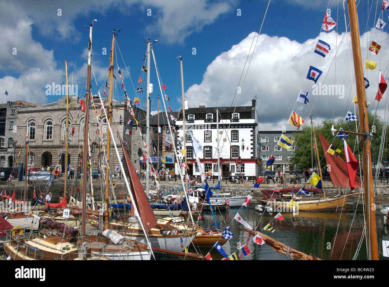 Classic Boat Rally 2008, Barbican, Sutton Harbour, Plymouth, Devon, Regno Unito Foto Stock