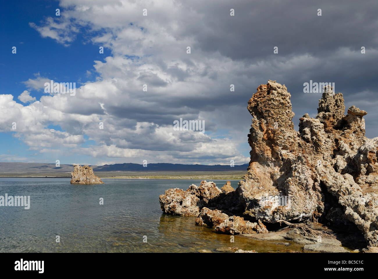 Nuvole temporalesche oltre il Lago Mono in California orientale Foto Stock