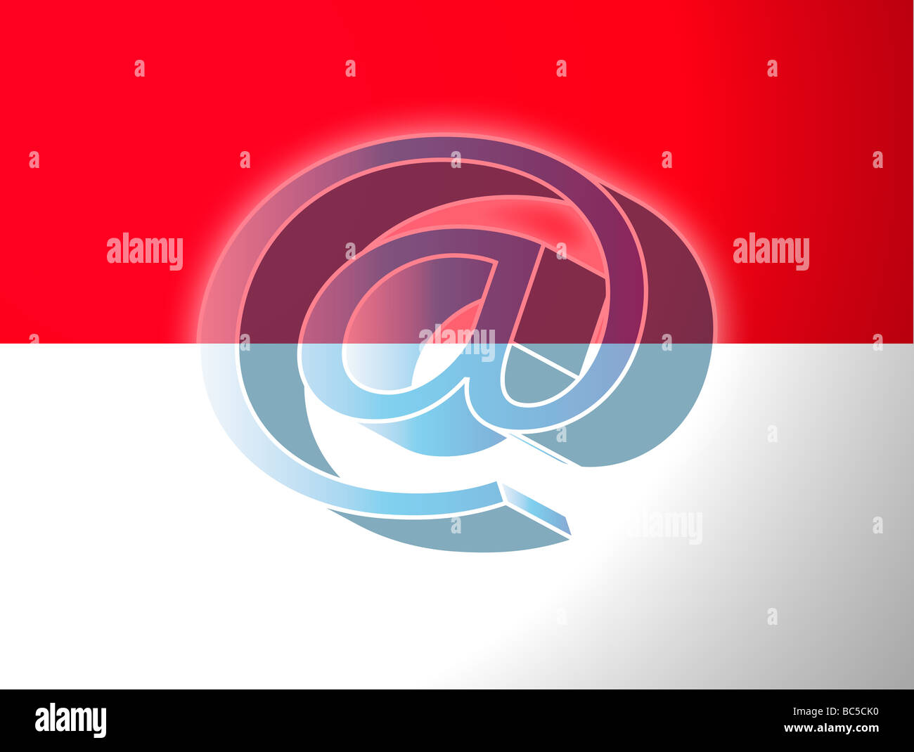 A sovrapposto bandiera di Indonesia paese nazionale illustrazione del simbolo che indica internet nazionali Foto Stock