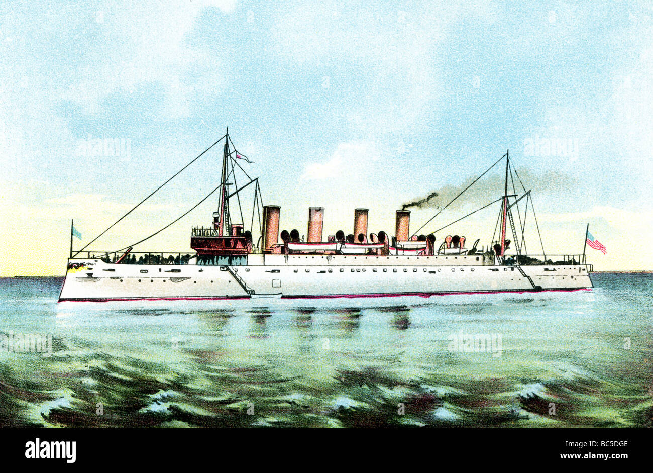 Incrociatore USS Columbia, lanciato nel 1892, costruito come cmmerce raider e truppe convogliate in spagnolo guerra americana nel 1898. Foto Stock