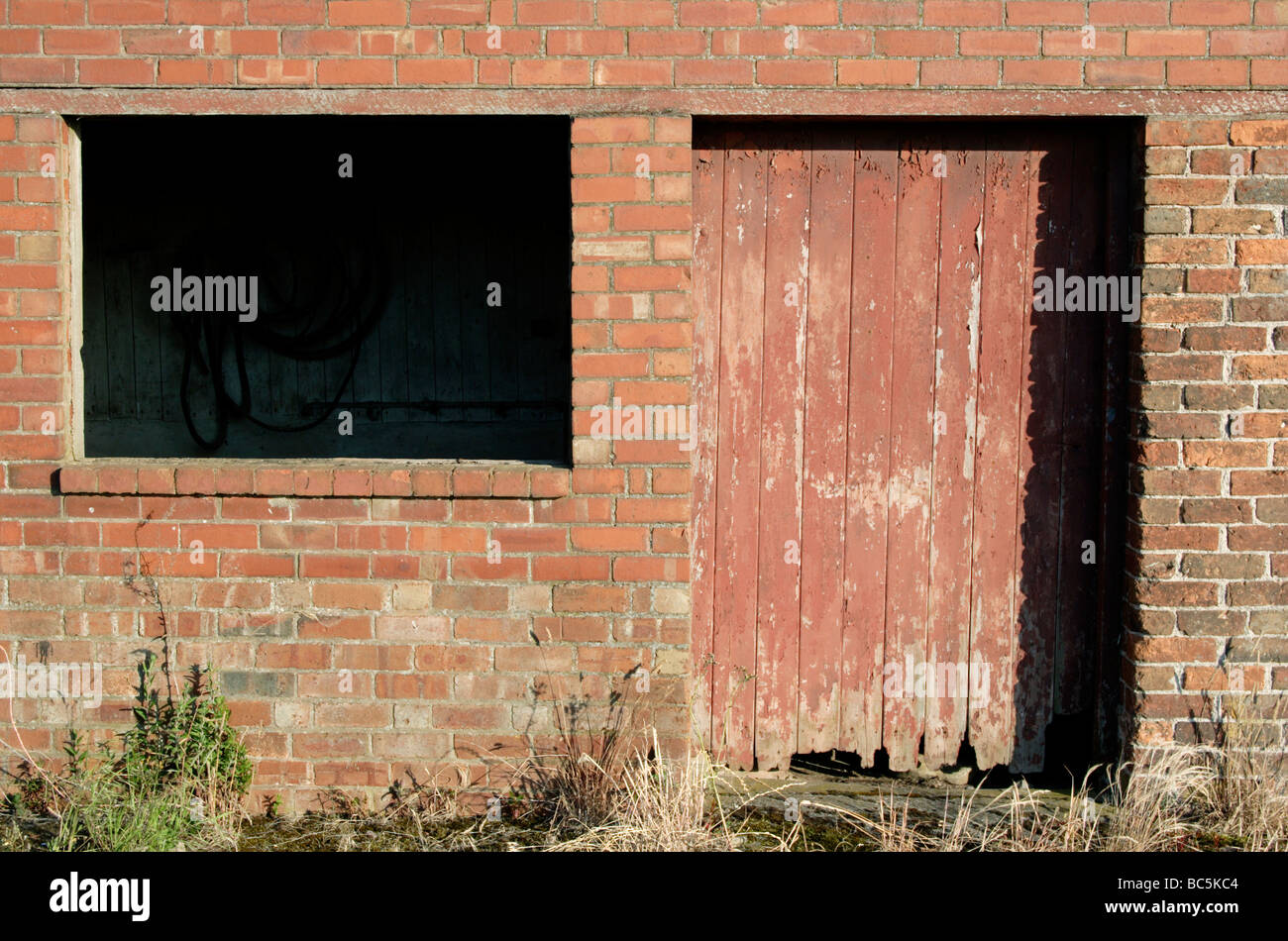 La vecchia porta e finestra da derelitti fattoria England Regno Unito Foto Stock