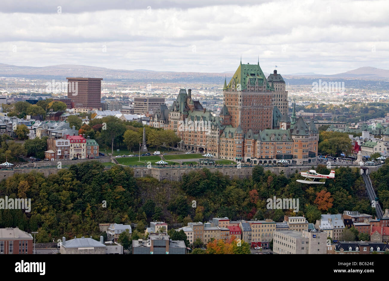 Vista di Hotel Chateau Frontenac, Canada Quebec Quebec City Foto Stock