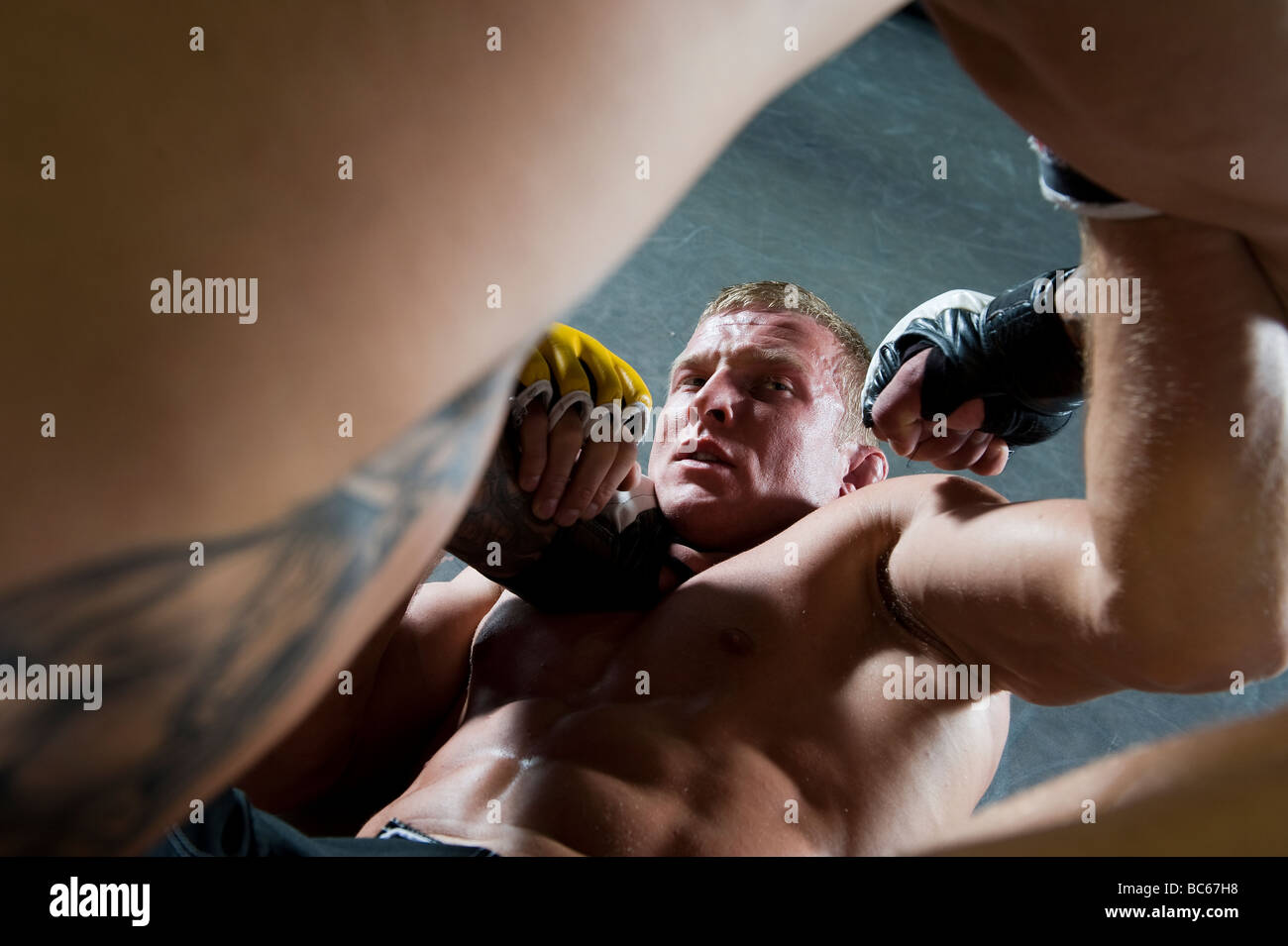 Due lottatori UFC in un match. Foto Stock