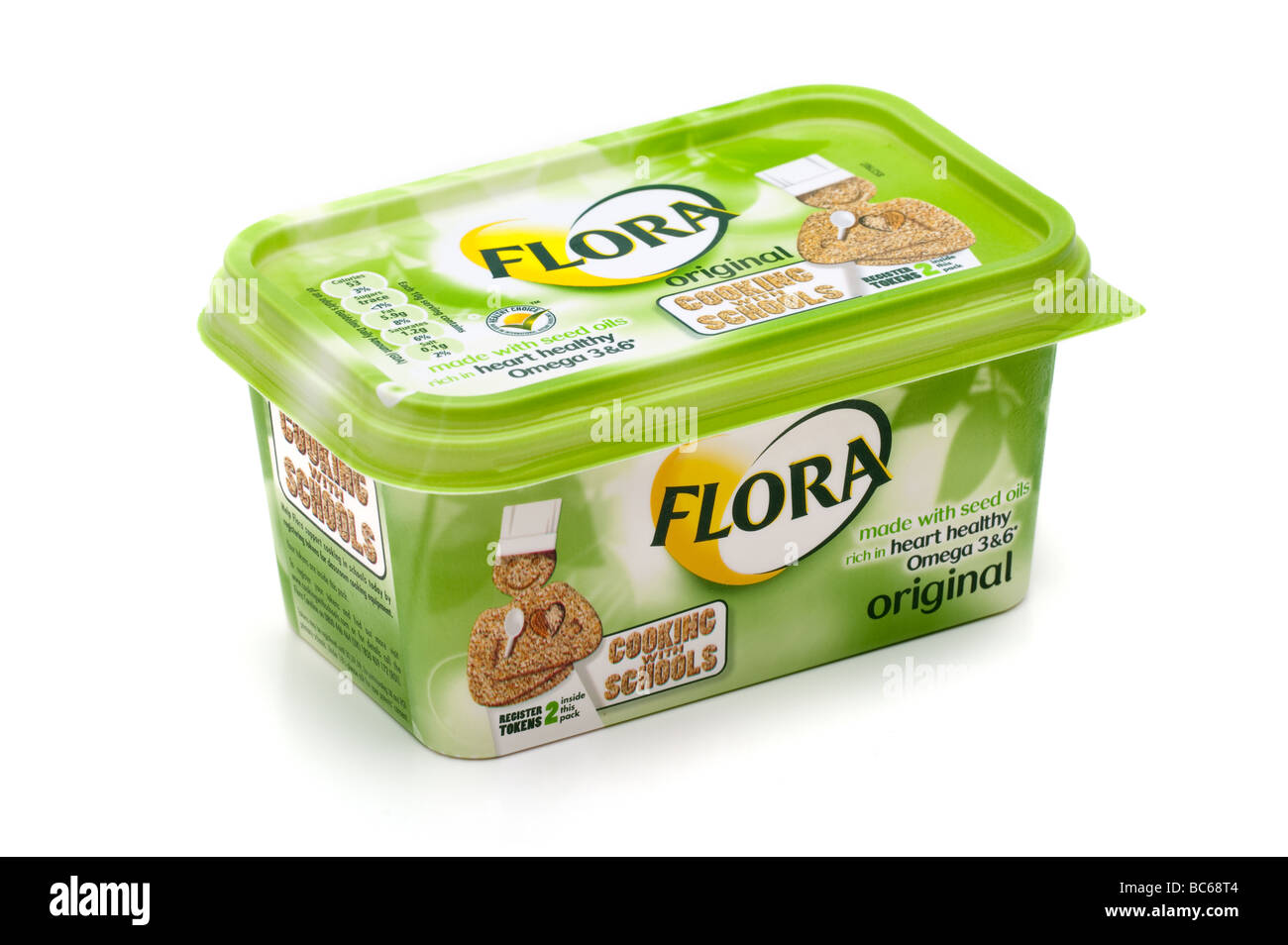 500 grammo vasca in plastica di 'Flora margarina' Foto Stock
