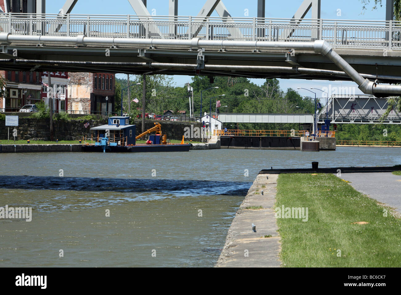 La serratura a a Whitehall New York su Champlain Canal. Foto Stock