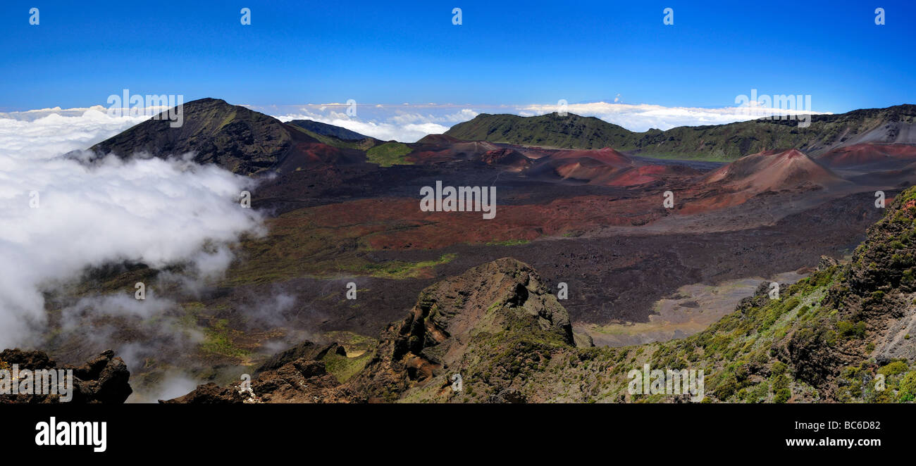 Il Cratere Haleakala panorama. Haleakala National Park, Maui, Hawaii, Stati Uniti d'America. Foto Stock