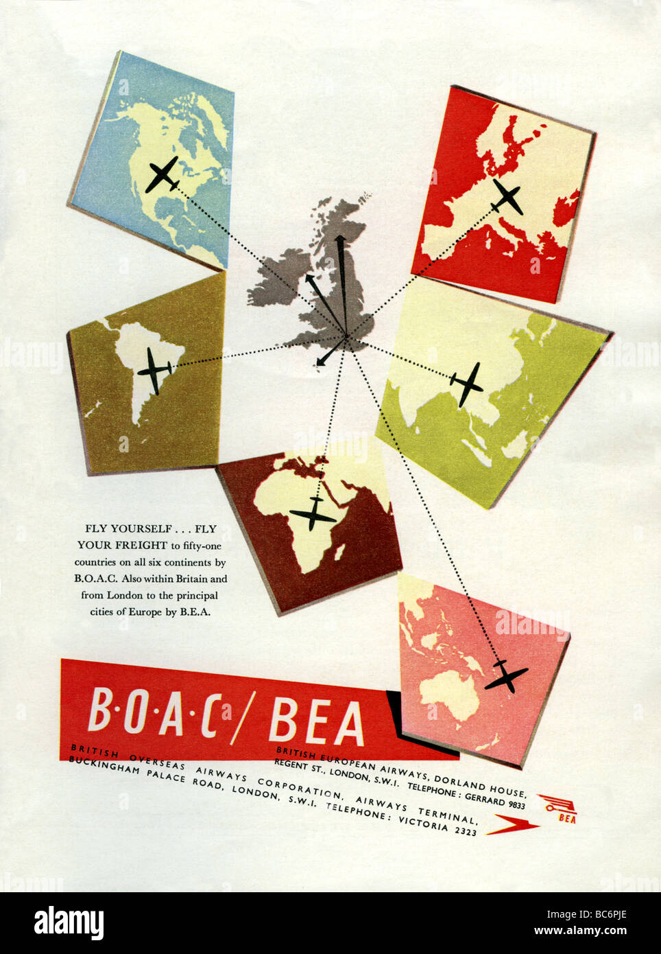 1951 colori per compagnie aeree britannica BOAC e BEA Foto Stock