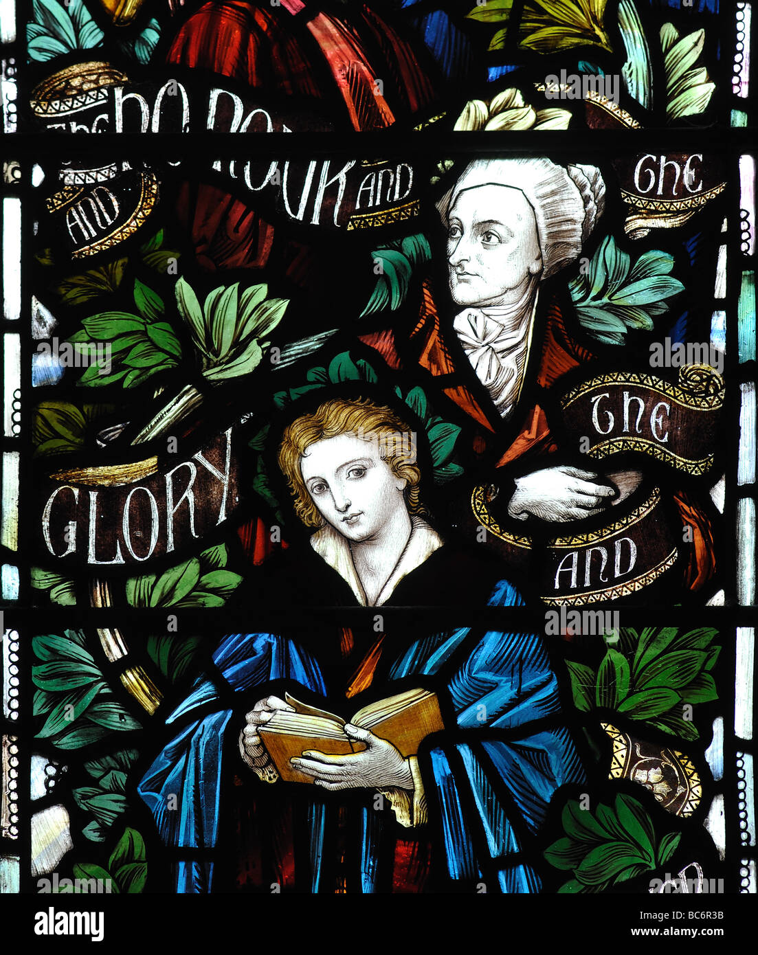 Il vetro macchiato di Cowper e Shelley nella Basilica di Santa Maria e San Bartolomeo è la Chiesa, Hampton in Arden, West Midlands, England, Regno Unito Foto Stock