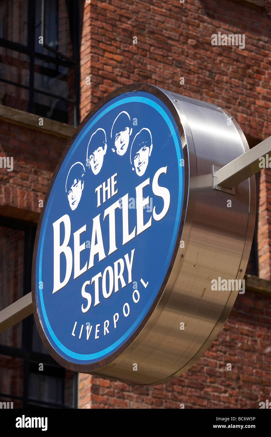 La storia dei Beatles in Albert Dock Liverpool Regno Unito Foto Stock
