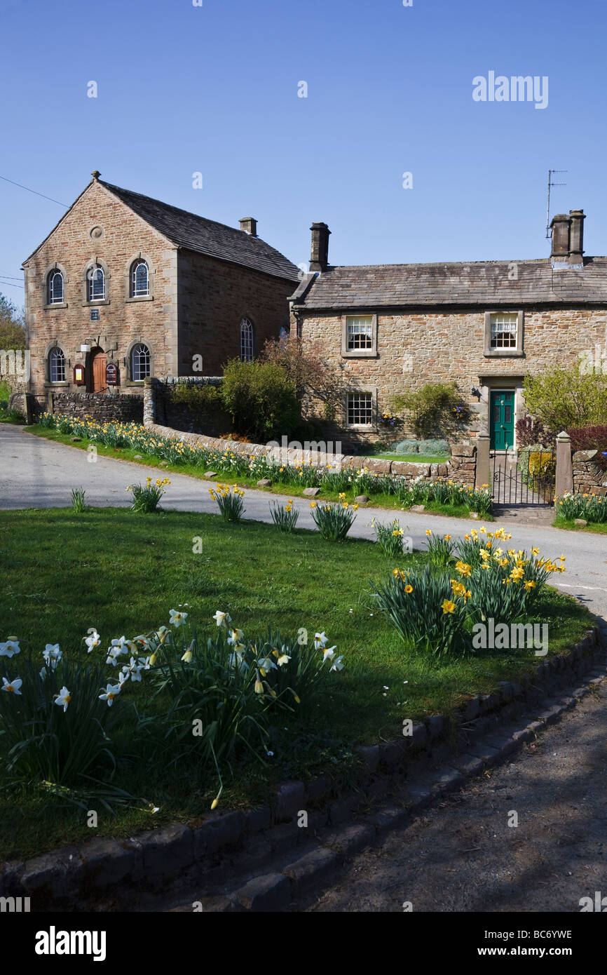 La tranquilla hamelt di Hollinsclough in Staffordshire Peak District, Inghilterra Foto Stock