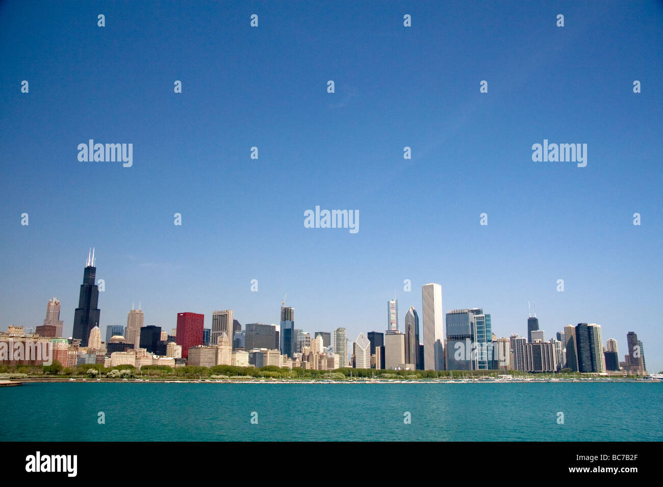 Sullo skyline di Chicago in Illinois USA Foto Stock