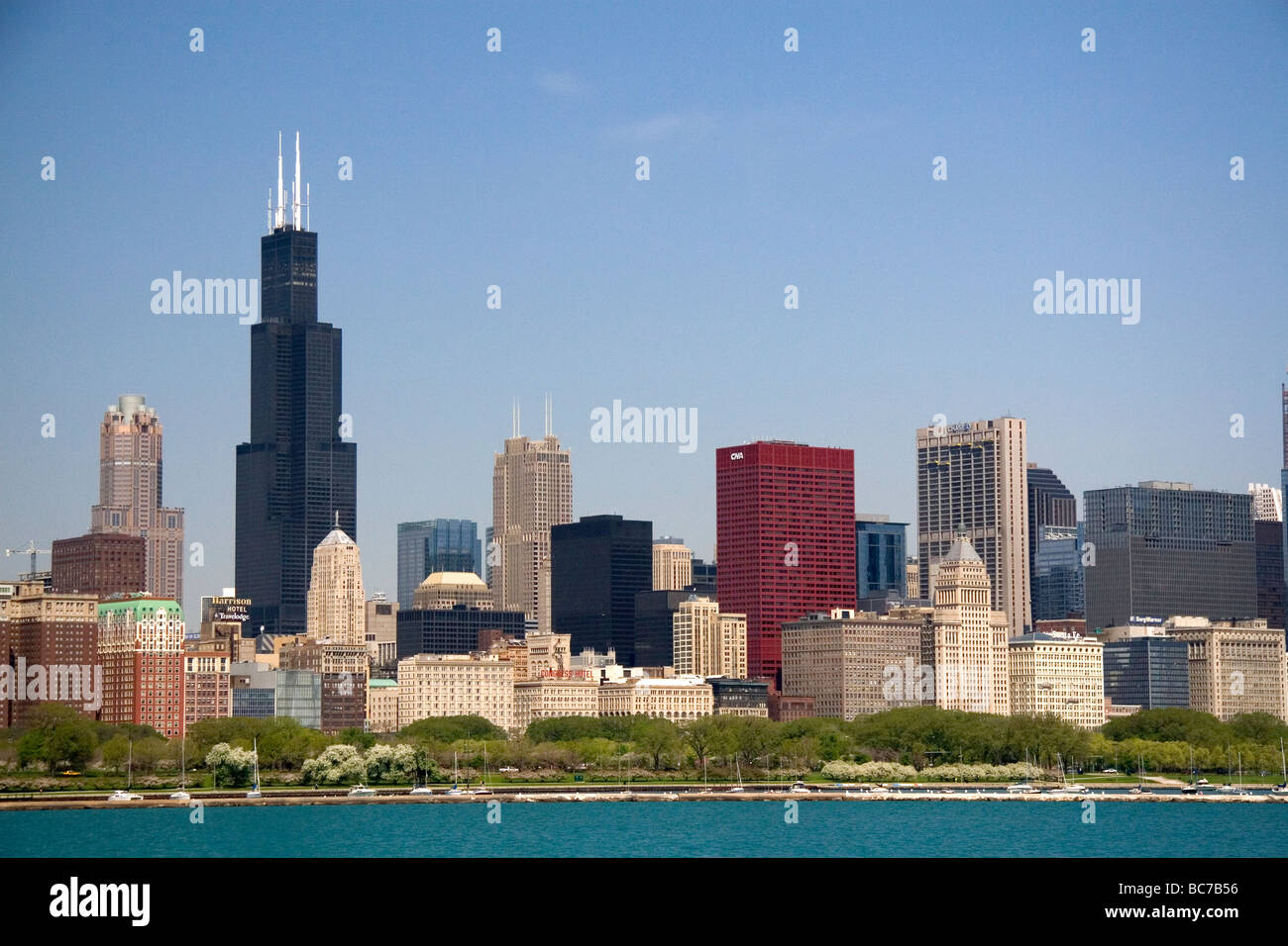 Sullo skyline di Chicago in Illinois USA Foto Stock