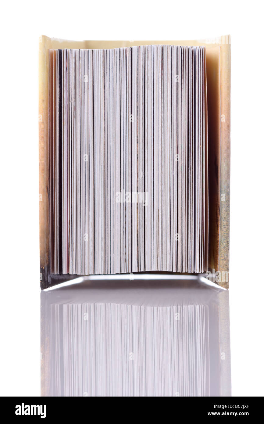 Primo piano di un piccolo libro isolato su bianco Foto Stock