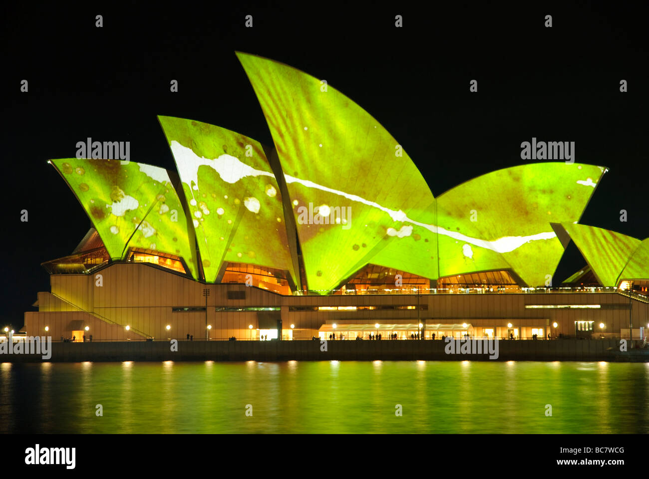 La Sydney Opera House accesa fino a colori come parte delle vivaci festival di Sydney. Foto Stock