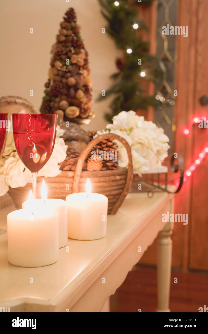 Tavolino decorato per il natale - Foto Stock