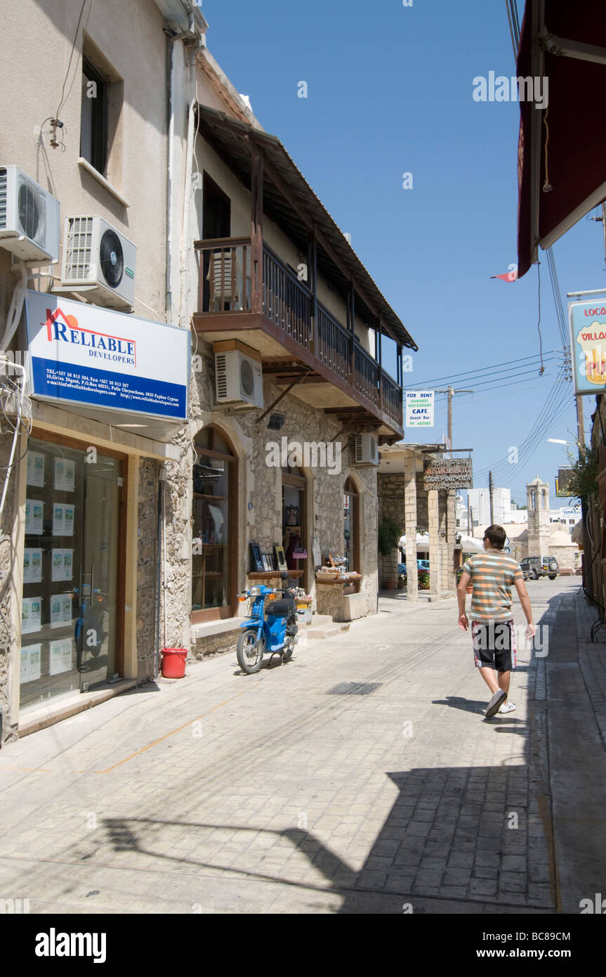 Cipro Polis strada pedonale nel centro della città Foto Stock