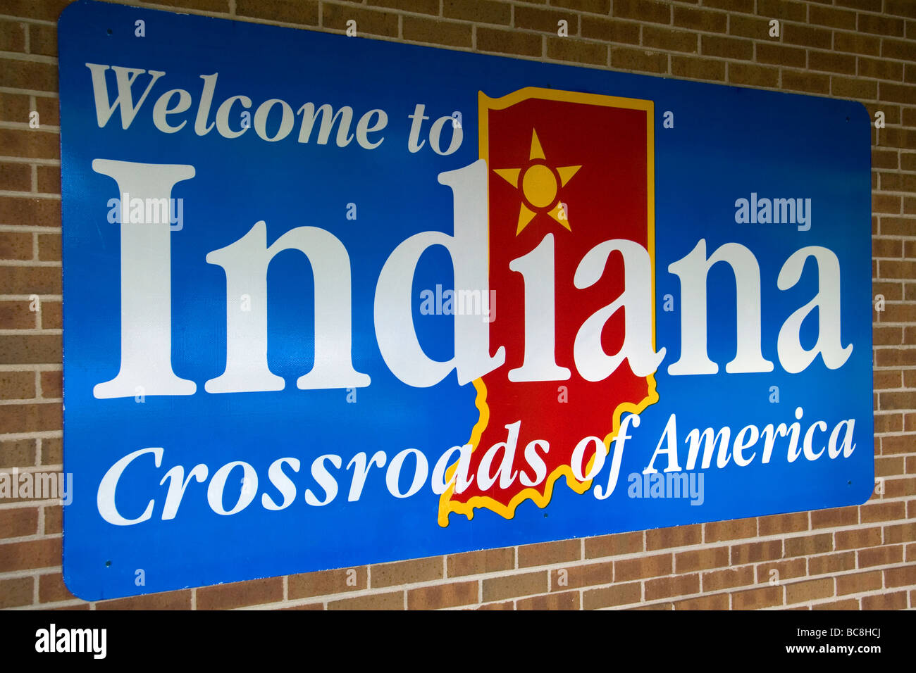 Benvenuto a Indiana segno lungo la Interstate 70 STATI UNITI D'AMERICA Foto Stock