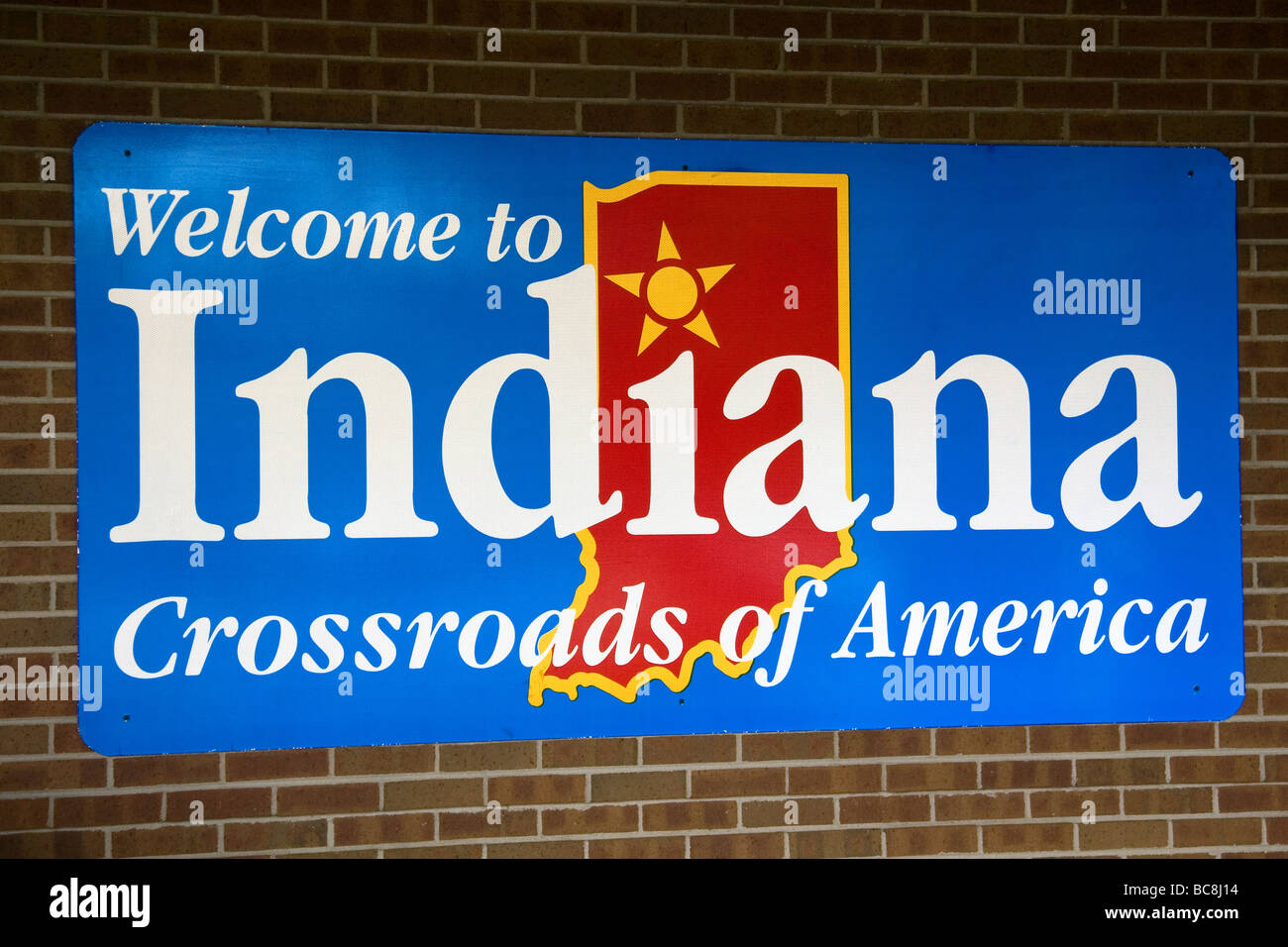 Benvenuto a Indiana segno lungo la Interstate 70 STATI UNITI D'AMERICA Foto Stock