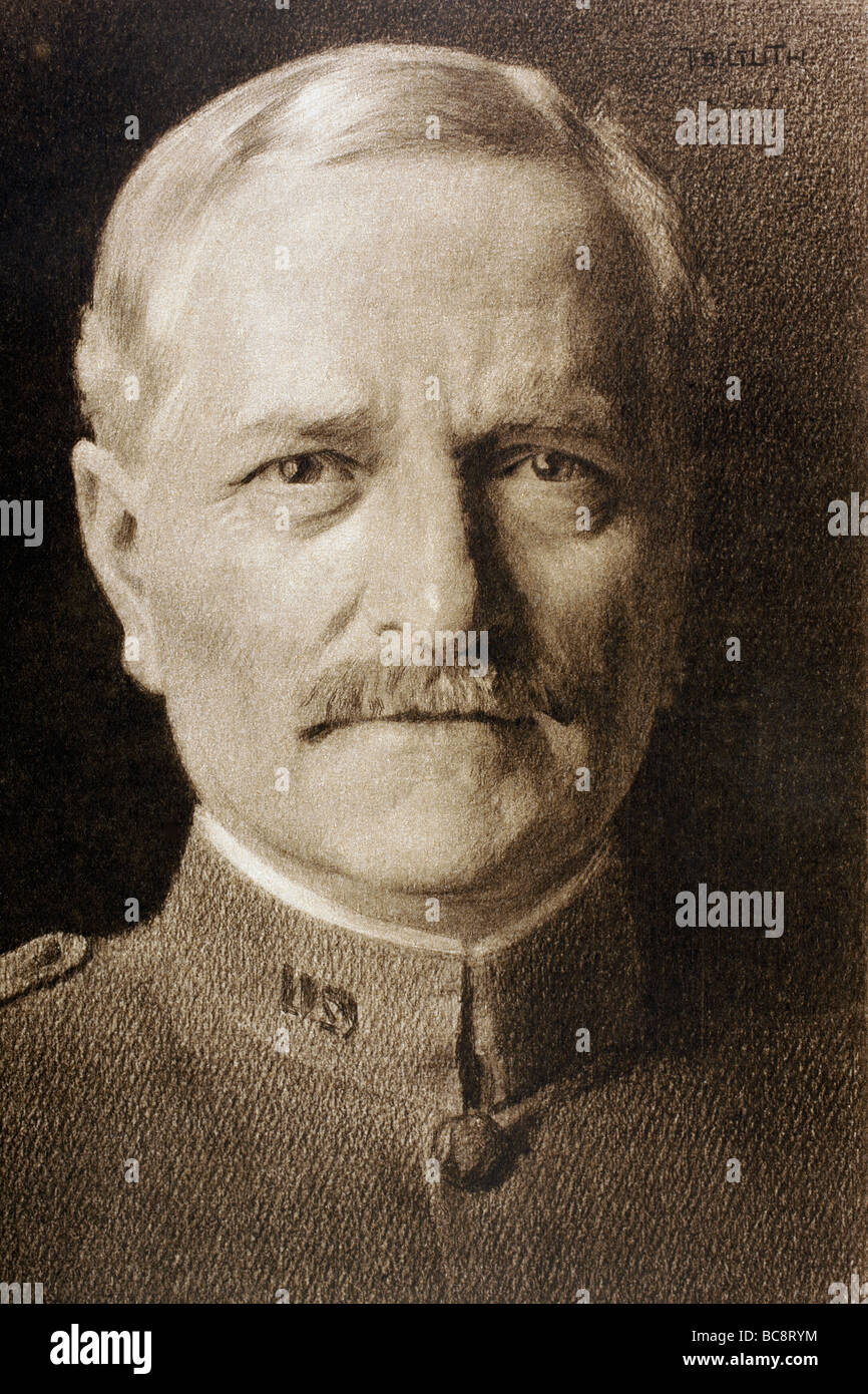 Generale John Joseph 'Black Jack' Pershing, 1860 - 1948. Comandante della forza di spedizione americana nella prima guerra mondiale Foto Stock