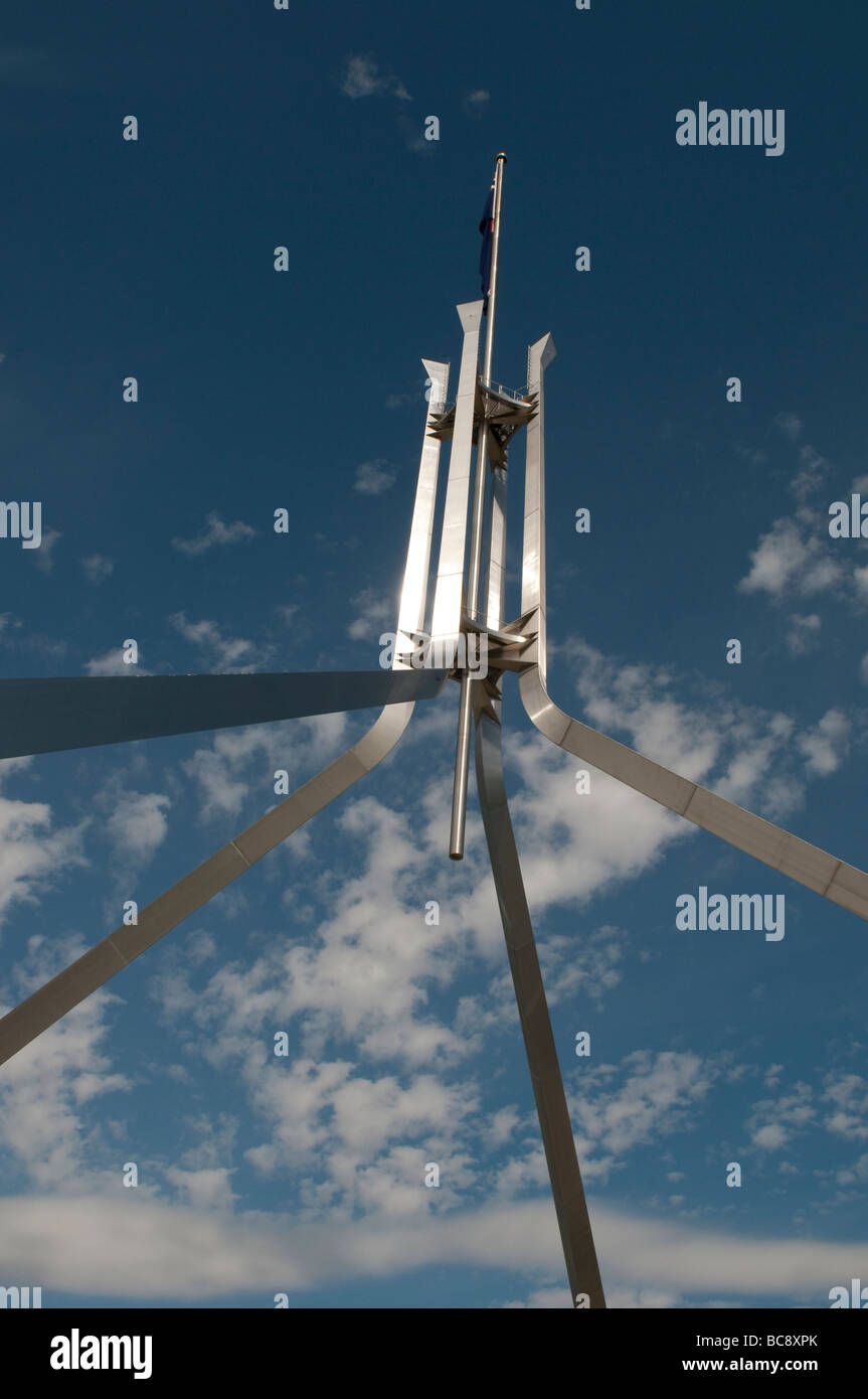 Nuovo Parlamento pennone atto di Canberra Australia Foto Stock